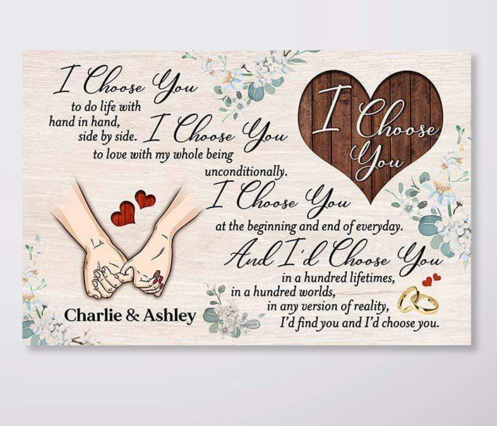 I Choose You Hand In Hand Couple Personalized Horizontal Poster