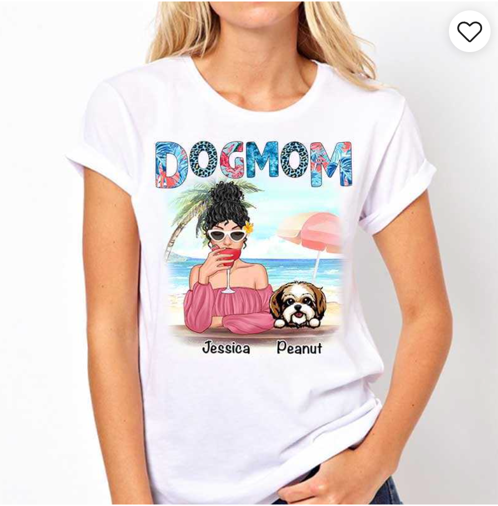 Dog Mom Summer Patterned Personalized Shirt