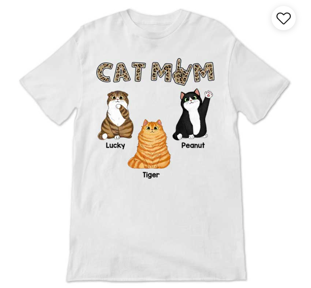 Cat Mom Rockin Fluffy Cats Sitting Personalized Shirt