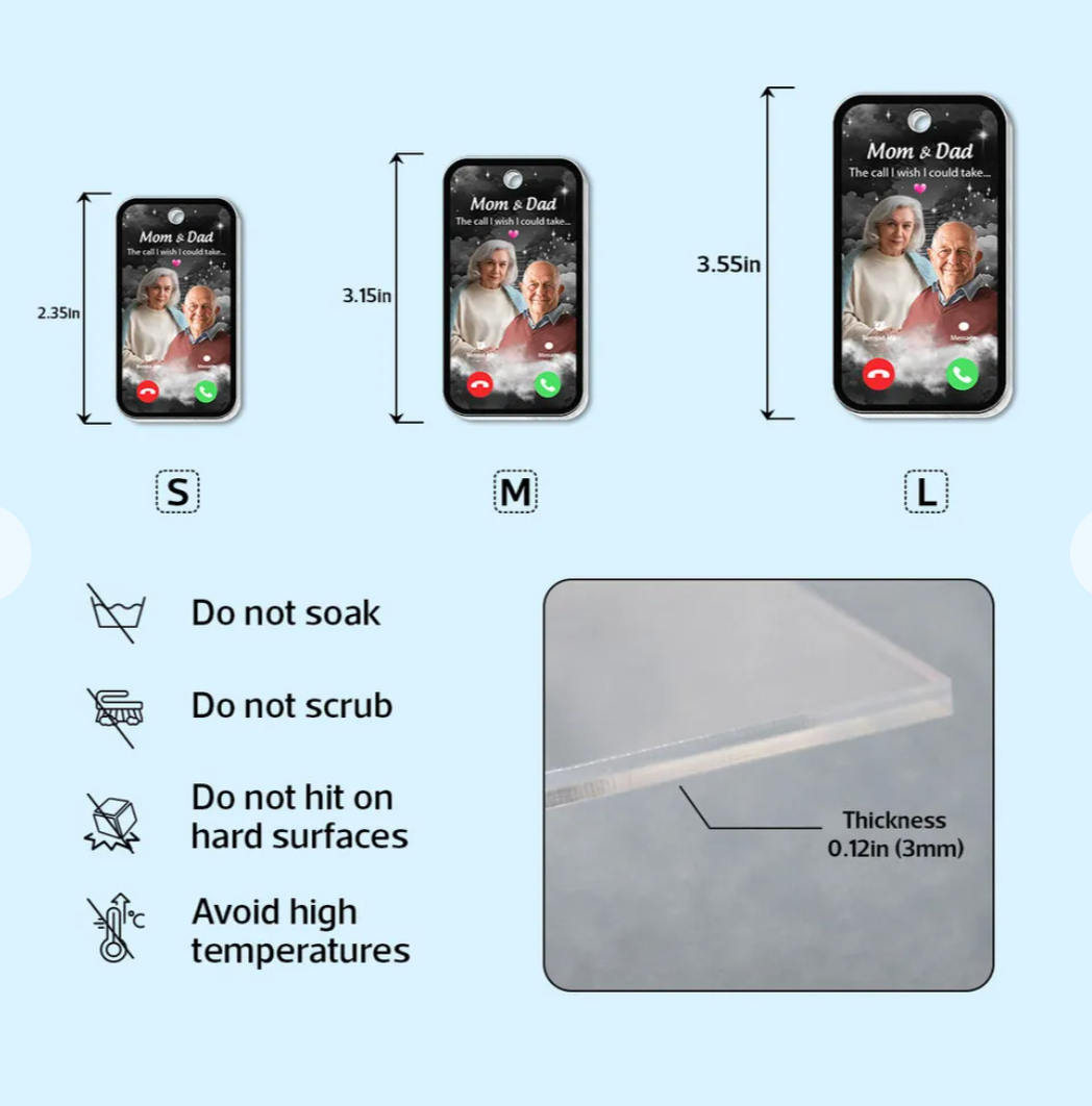 The Call I Wish I Could Take Memorial Sympathy Gift Remembrance Keepsake Multiple Photos Inserted Personalized Acrylic Keychain