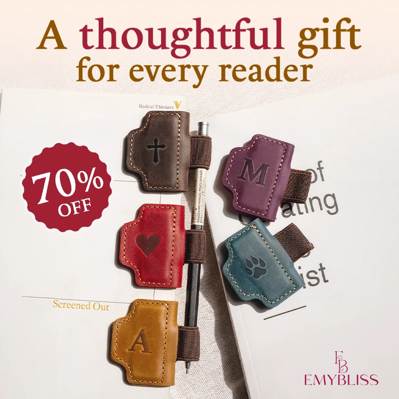 BygoneMark - Personalized Magnetic Leather Pen Holder Bookmark