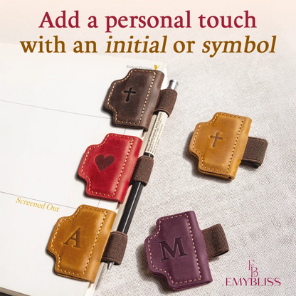 BygoneMark - Personalized Magnetic Leather Pen Holder Bookmark
