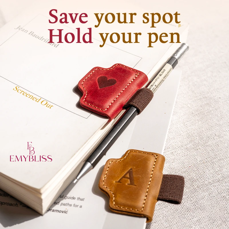 BygoneMark - Personalized Magnetic Leather Pen Holder Bookmark