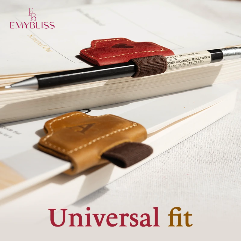 BygoneMark - Personalized Magnetic Leather Pen Holder Bookmark