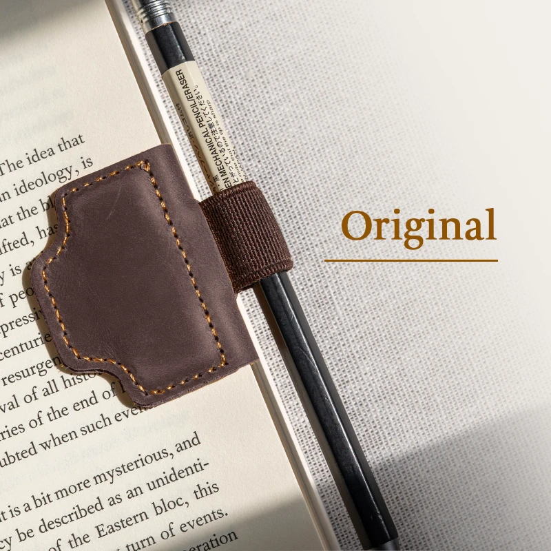 BygoneMark - Personalized Magnetic Leather Pen Holder Bookmark