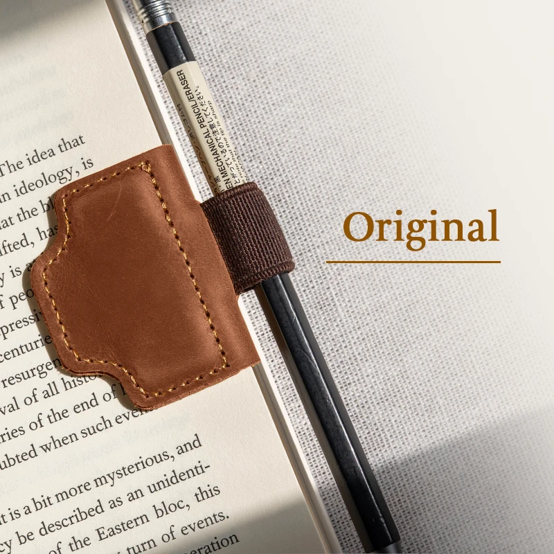 BygoneMark - Personalized Magnetic Leather Pen Holder Bookmark