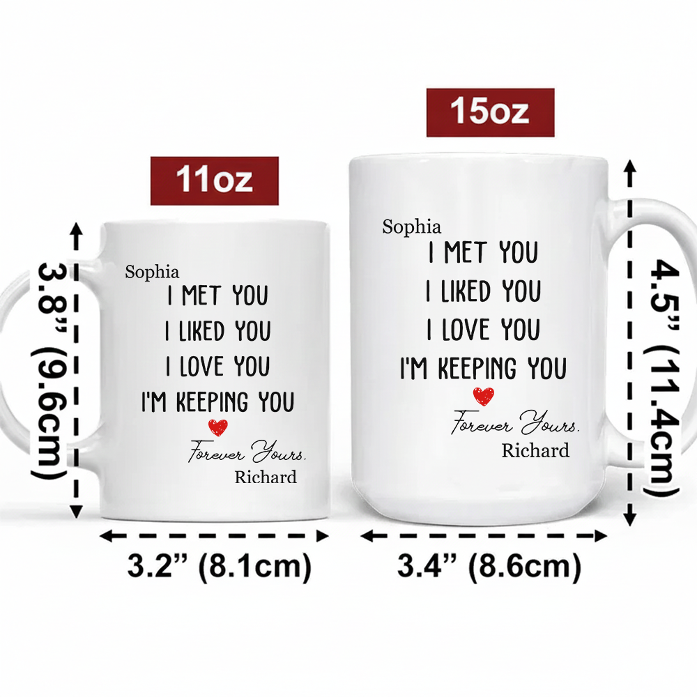 I Met You I Liked You - Personalized Custom Coffee Mug, Valentine's Gift