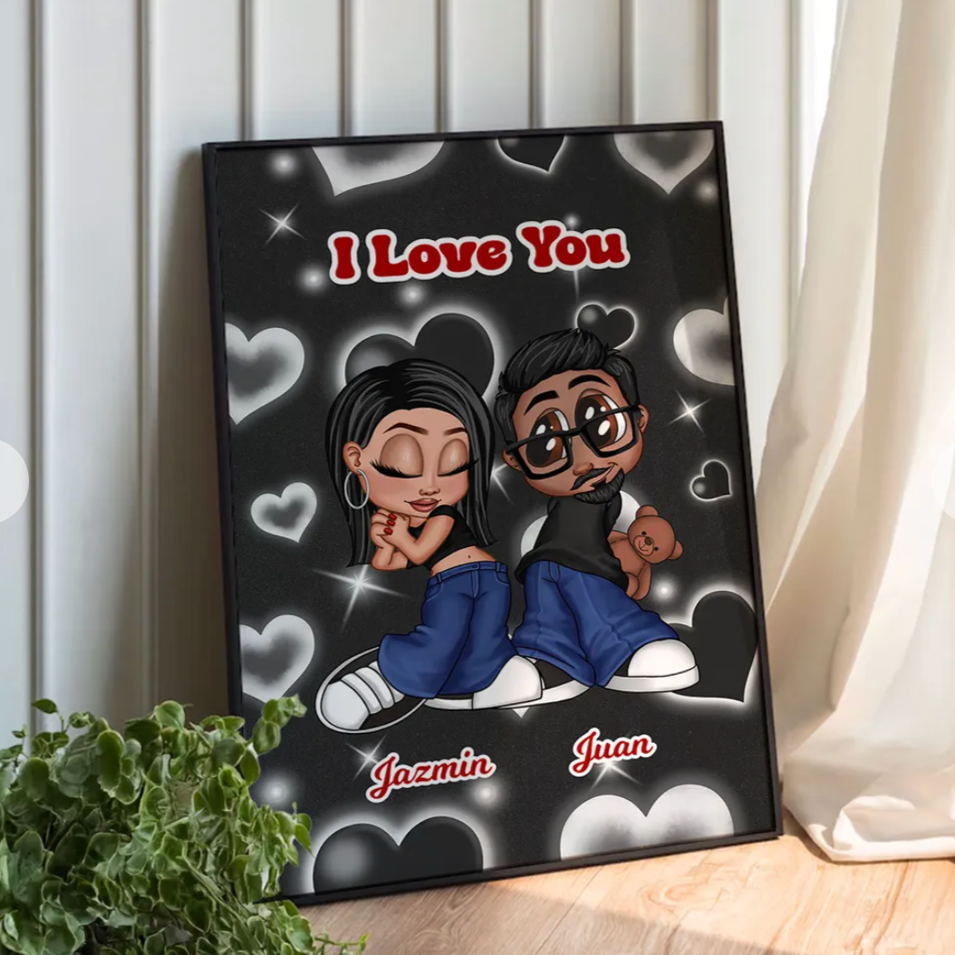 Y2K Couple Personalized Poster, Unique Christmas Gift for Him or Her