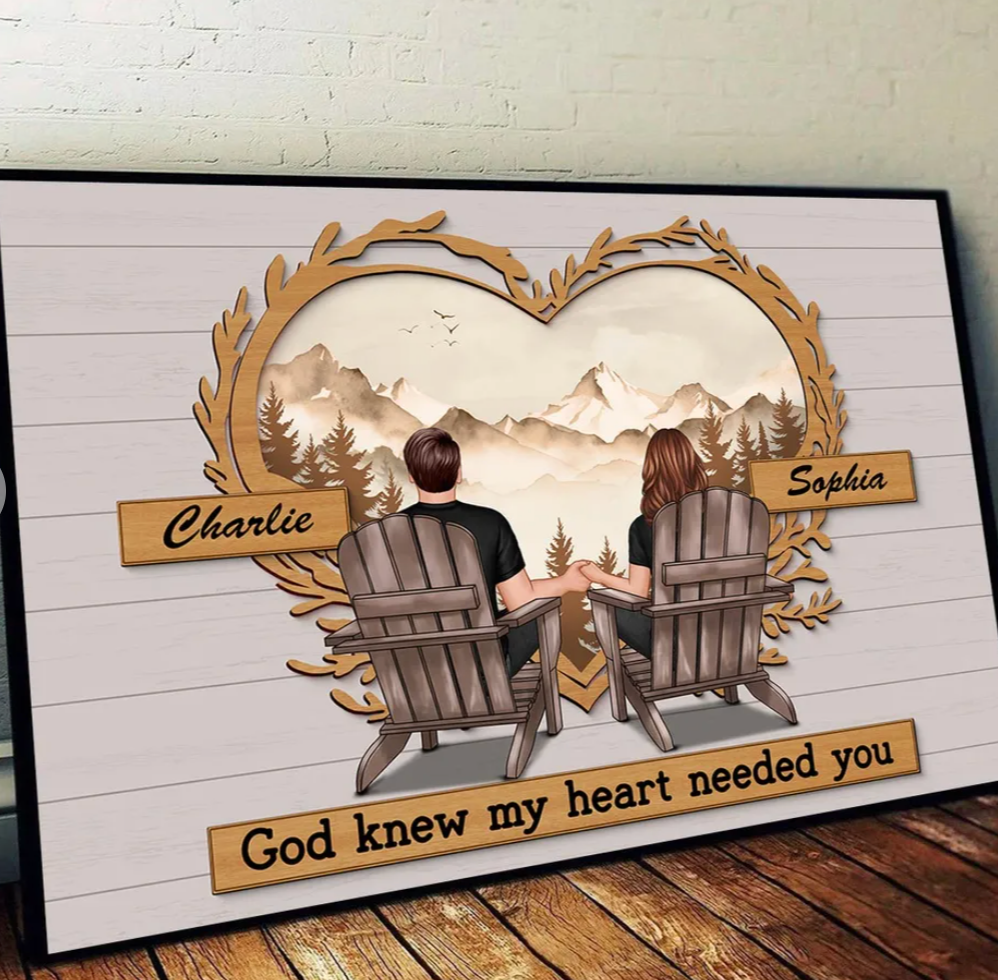 Vintage Style Couple Sitting Personalized Poster