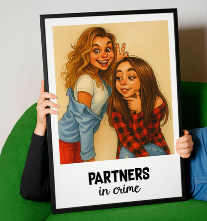 ustom Caricature Portrait from Photo Personalized Poster, Funny Gift for Couples, Friends, Pets, Family