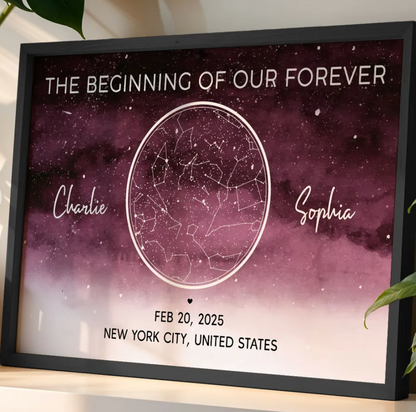 Starry Night Eternal Love Couple Custom Star Map Anniversary Date Personalized Poster| Anniversary Gift, Wedding Gift For Couple