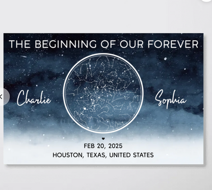 Starry Night Eternal Love Couple Custom Star Map Anniversary Date Personalized Poster| Anniversary Gift, Wedding Gift For Couple