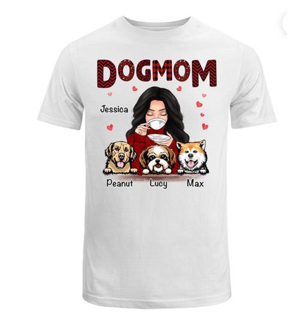 Dog Mom Red Patterned Personalized Shirt