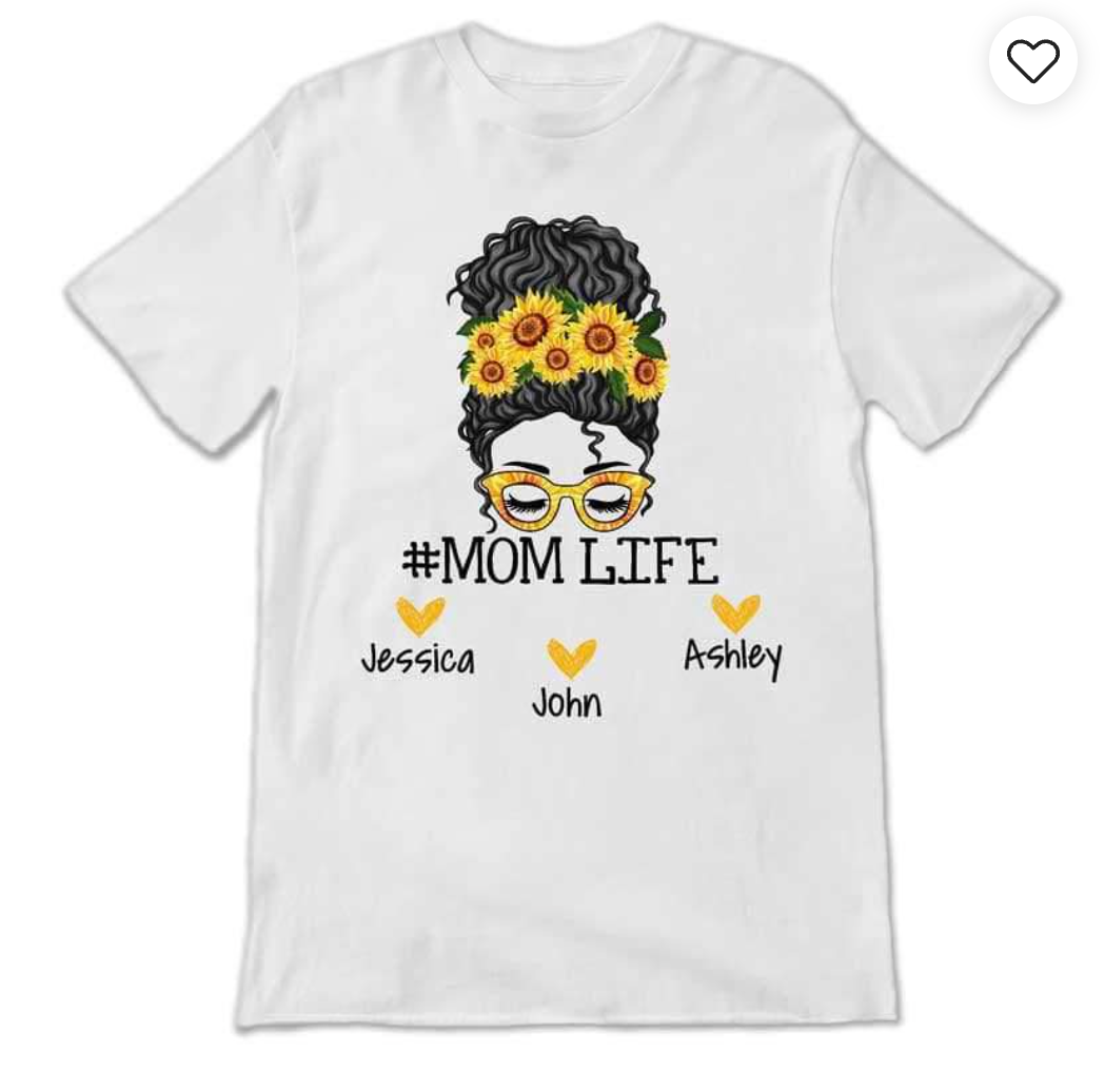 Mom Life Messy Bun Personalized Shirt