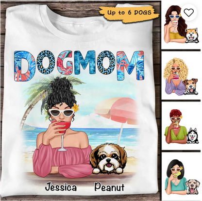 Dog Mom Summer Patterned Personalized Shirt