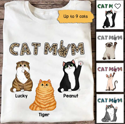 Cat Mom Rockin Fluffy Cats Sitting Personalized Shirt