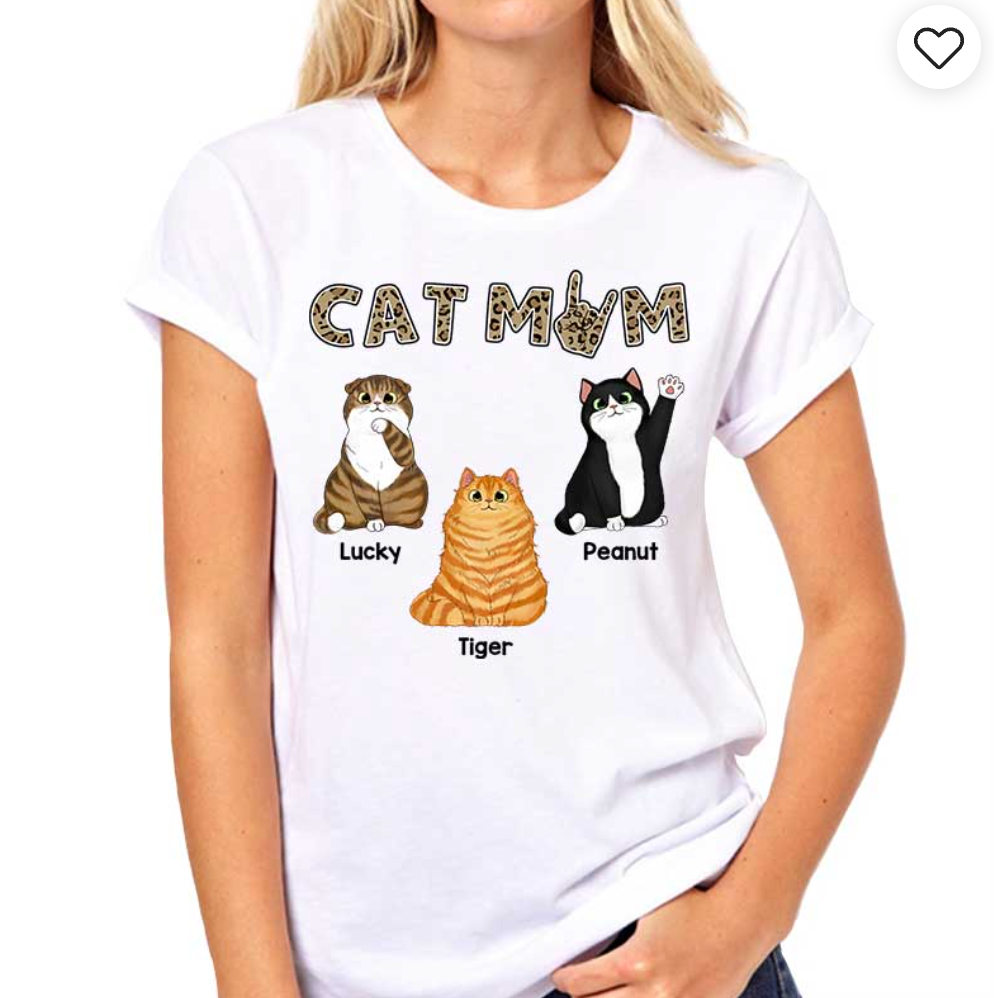 Cat Mom Rockin Fluffy Cats Sitting Personalized Shirt