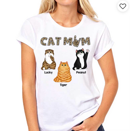 Cat Mom Rockin Fluffy Cats Sitting Personalized Shirt