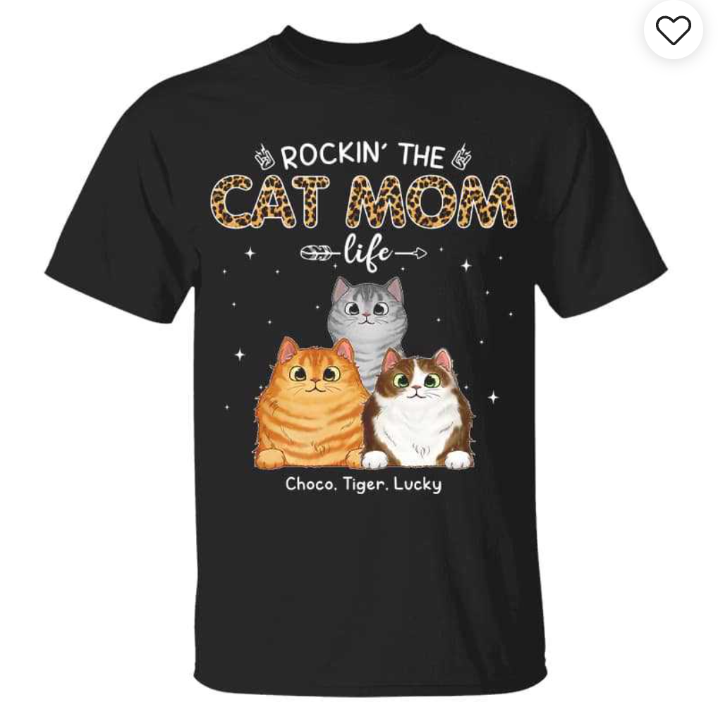 Cat Mom Peeking Fluffy Cats Leopard Personalized Shirt