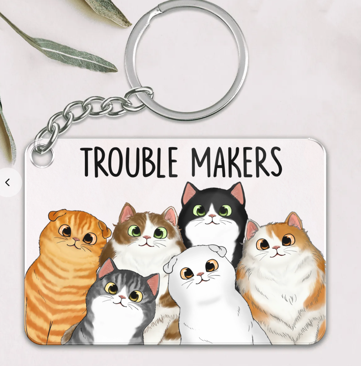 Cute Peeking Fluffy Cat Personalized Acrylic Keychain - Gift For Cat Lover