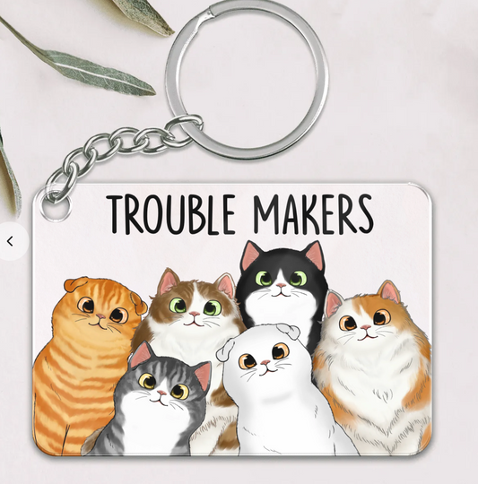 Cute Peeking Fluffy Cat Personalized Acrylic Keychain - Gift For Cat Lover
