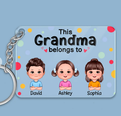 This Grandma Belongs To Cute Doll Kids - Personalized Acrylic Keychain - Gift For Grandma