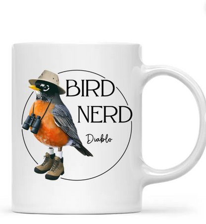 Bird Nerd Funny Bird Watcher Mug, Twitcher Mug, Gift for Bird Lover Personalized Mug