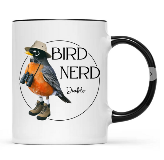 Bird Nerd Funny Bird Watcher Mug, Twitcher Mug, Gift for Bird Lover Personalized Mug