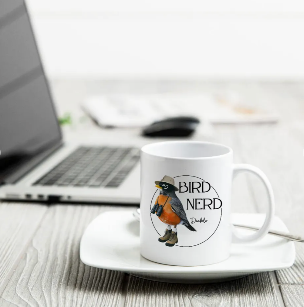 Bird Nerd Funny Bird Watcher Mug, Twitcher Mug, Gift for Bird Lover Personalized Mug