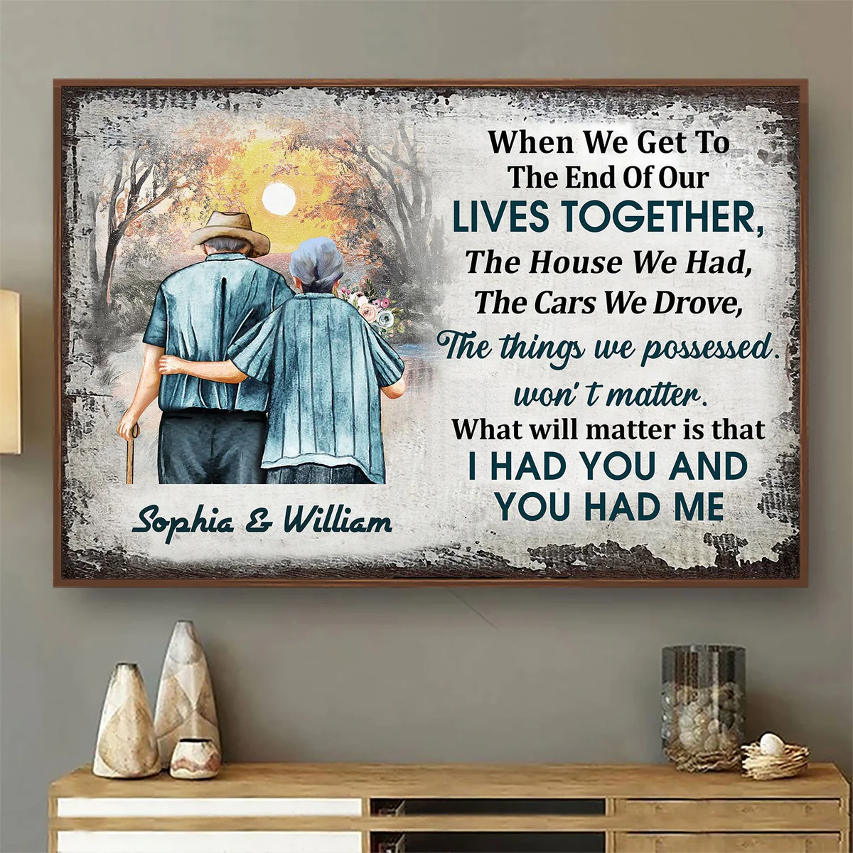 Couple Growing Old Together Personalized Poster, Heartfelt Gift For Him, For Her
