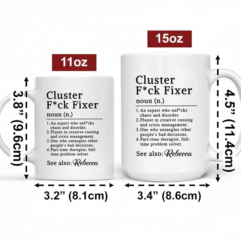 Cluster F*ck Fixer Personalized Mug, Funny Gift For Coworkers, Friends